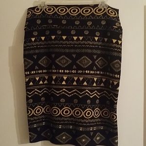 Black with yellow/gold print skirt